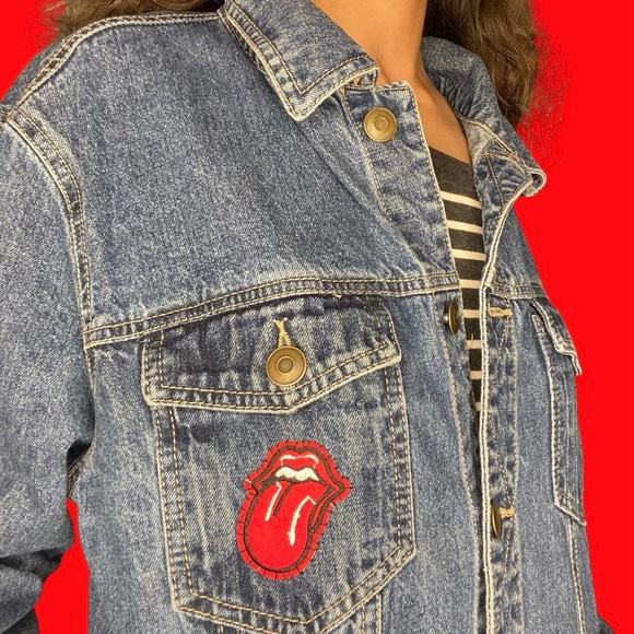 Forever 21 MTV Patch Jean Jacket w/ Rolling Stones & Black Sabbath Patches - Picture 3 of 7